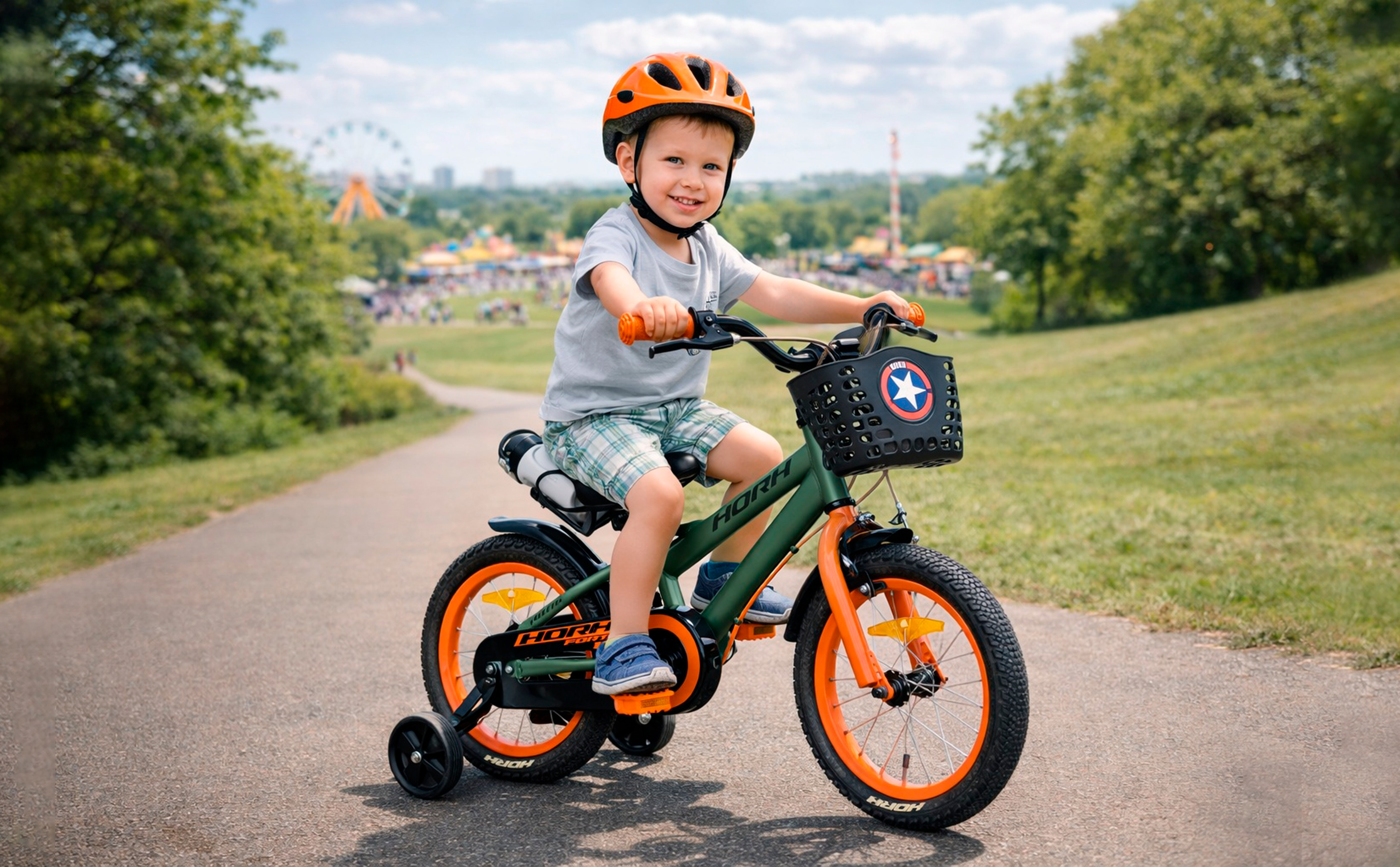 Велосипед HORH FORTE 14" (2026) Green-Orange