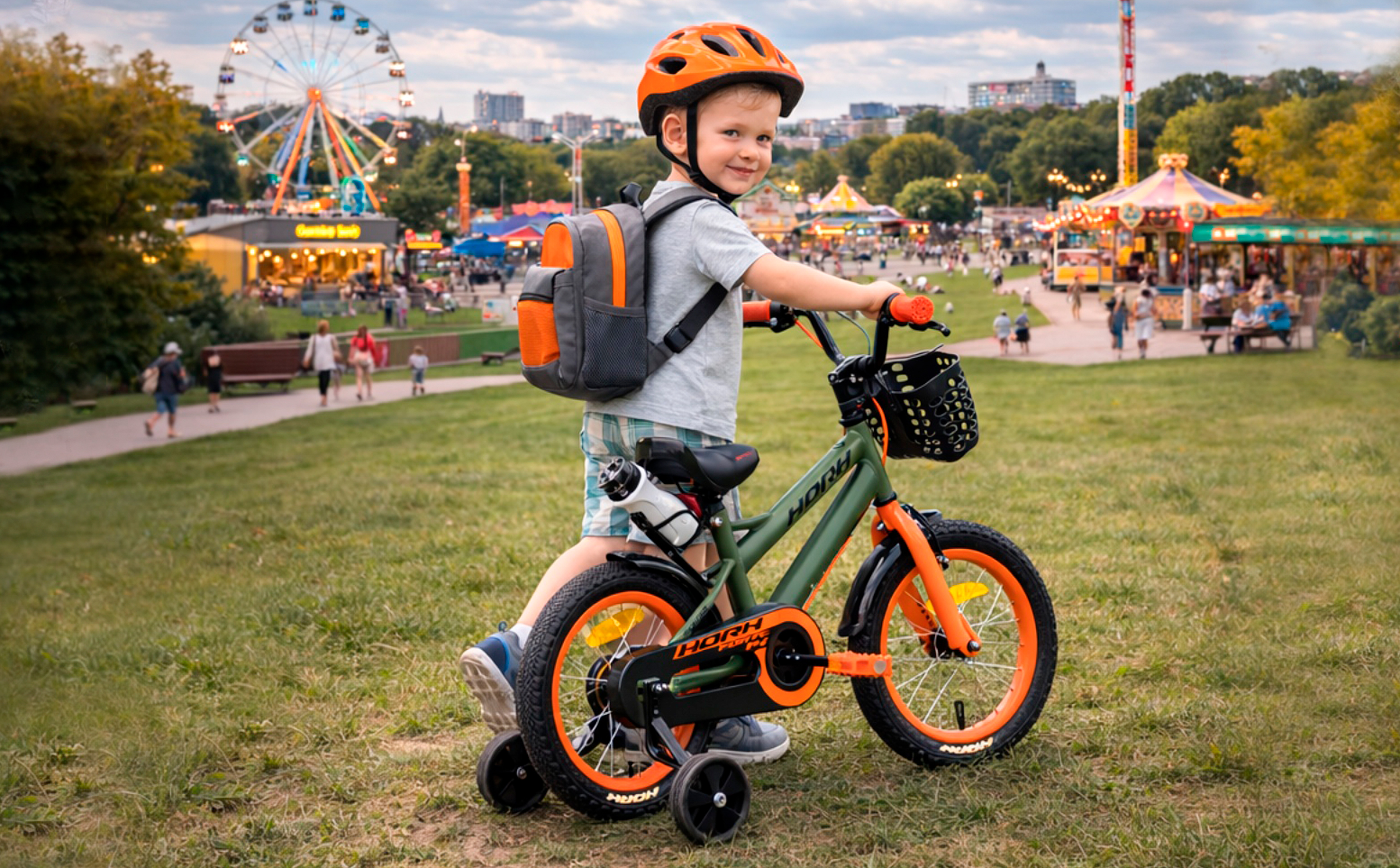 Велосипед HORH FORTE 14" (2026) Green-Orange